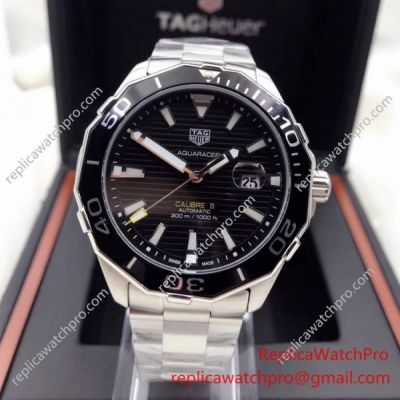 Japan Grade Replica Tag Heuer Calibre 5 Automatic Watch Black Dial Bezel SS